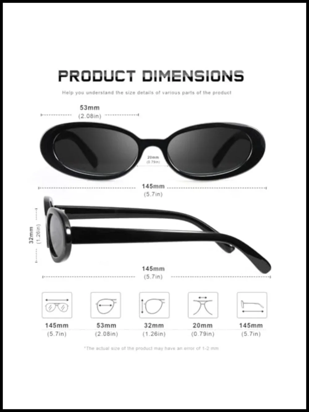 Oval Retro Vintage Sunglasses UV400 Lightweight Polycarbonate
